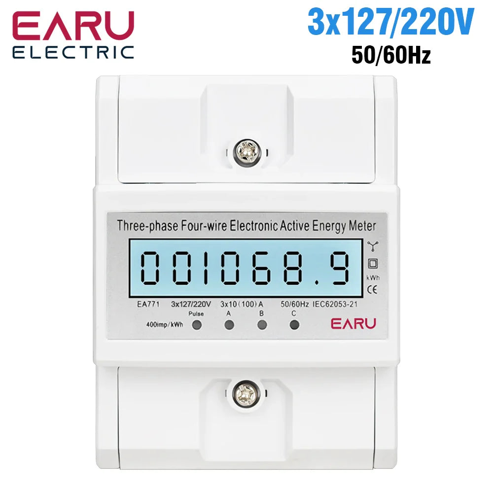 Three Phase LCD Energy Meter Backlight Bidirectional Electricity Meter kWh RS485 Remote Communication for Meter Reading AC 380V