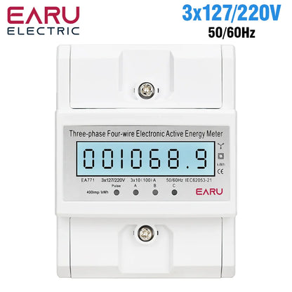 Three Phase LCD Energy Meter Backlight Bidirectional Electricity Meter kWh RS485 Remote Communication for Meter Reading AC 380V