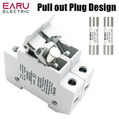 One Set 1P 2P DC Fuses Holder Solar 10*38mm PV 1000V 6A 15A 32A Base for Solar Photovoltaic System Short Circuit Protector gpV