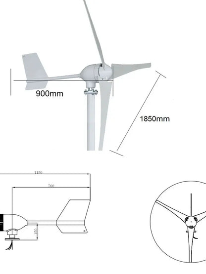 10KW 12V 24V 48V Wind Turbine Power Generator Gasoline Portable Generator For Home With MPPT Controller Pure Sine Wave Inverter by 54Grid - Renewable Energy Store