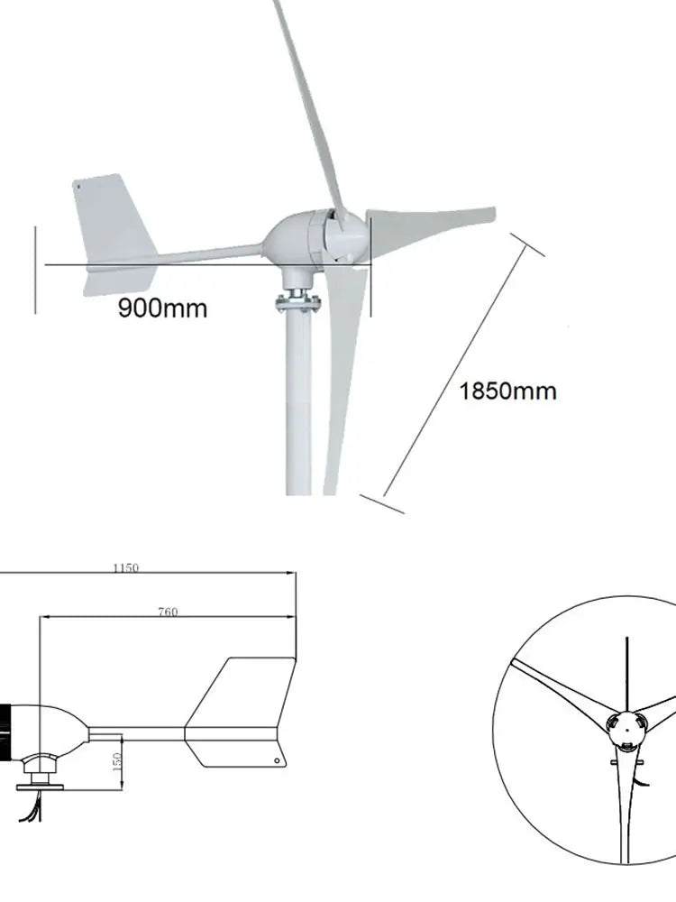 10000W Horizontal Wind Turbine Home Appliance Generator 12V 24V 48V Low Start Speed Free Alternative Energy Camping Windmill by 54Grid - Renewable Energy Store