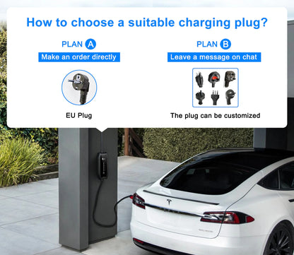feyree EV Portable Charger Type2 / GB/T Plug 16A Single Phase 3.5KW Type1 3.5m Wallbox Charging Station for Electric Vehicle