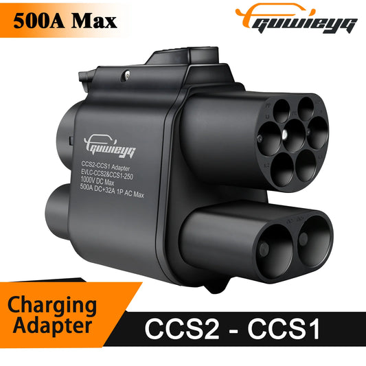 GUWIEYG CCS2 to CCS1 Adapter 500A 500kW From CCS2 to CCS1 DC+AC Electric Vehicle Charger DC 1000V Fast Ev Charging Adapter