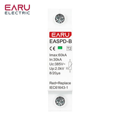SPD AC 385V 1P 2P 3P 4P 20KA 30KA 40KA 60KA House Lightning Surge Protector Protective Solar PV Low-Voltage Arrester Device