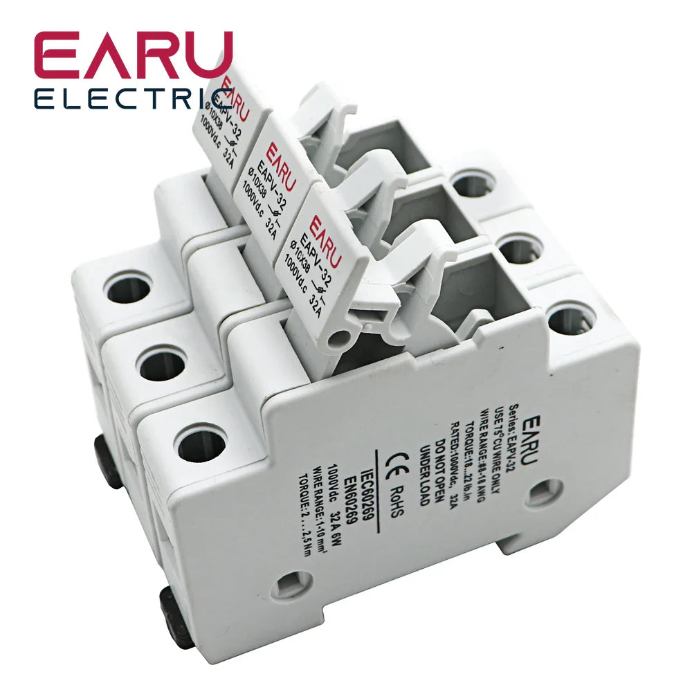 Din Rail Solar PV DC Fuse Holders with Indicator Light suitable for 10*38mm DC PV Fuse Link for Solar Photovoltaic System Pro by 54Grid - Renewable Energy Store