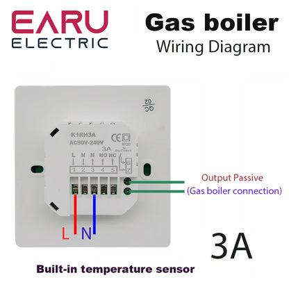 AC90V-240V 3A 16A Water Electric Floor Heating TRV House Room Thermostat Temperature Controller Digital LCD Display Wall Mounted by 54Grid - Renewable Energy Store