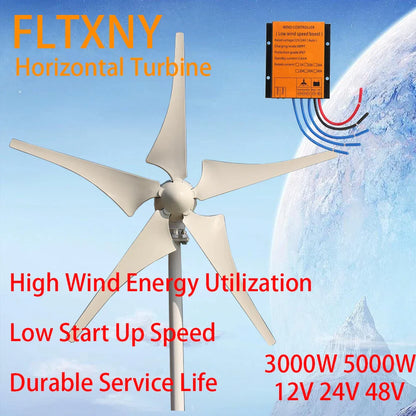 High Power Residential Wind Turbine 5kw Camping Windmill Home Appliance 12v 24v 48v Fan Free Energy Magnetic Generators by 54Grid - Renewable Energy Store