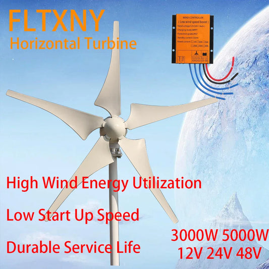 High Power Residential Wind Turbine 5kw Camping Windmill Home Appliance 12v 24v 48v Fan Free Energy Magnetic Generators by 54Grid - Renewable Energy Store