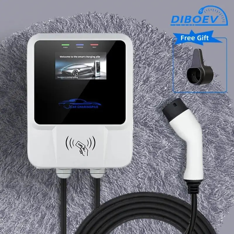 EV Charging Station 7/11/22KW Electric Vehicle Car Charger 32A EVSE Wallbox Wallmount Type2 IEC62196 Type1 with APP Wifi Cards - 54Grid - Renewable Energy Store