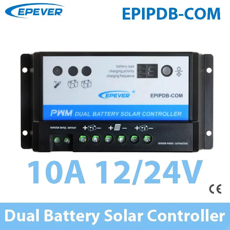 10A 12V/24V Work EPEVER Dual Battery Charger Solar Controller EPIP-COM PWM With MT-1 Optional EPsolar - 54Grid - Renewable Energy Store