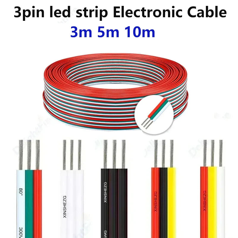 3Pin Electronic Tinned Copper Cable 18 20 22 AWG 12V Wire for WS2811 WS2812B LED Strip Lights by 54Grid - Renewable Energy Store