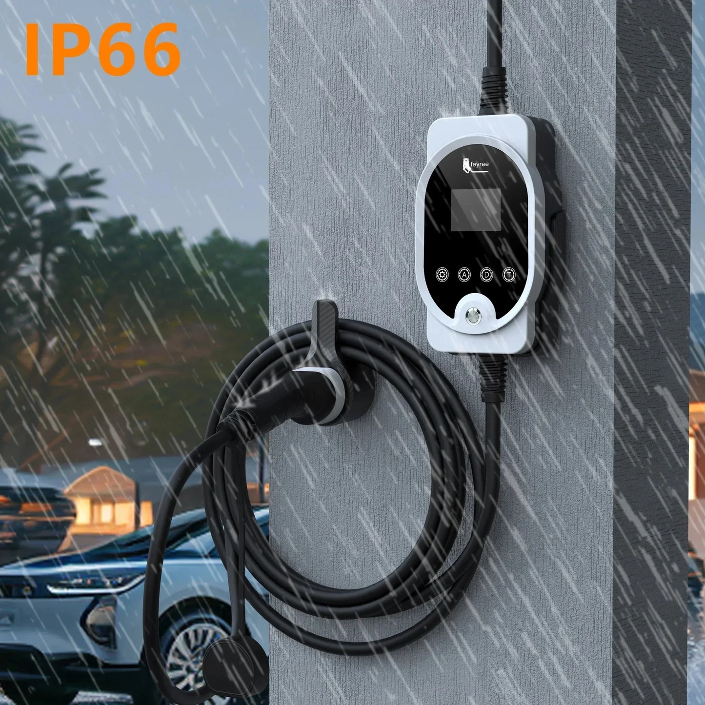 feyree Type2 EV Charger EVSE Wallbox 22KW 11KW 3P Smart APP Wi-Fi Control  7KW 32A 1P Setting Current & Charging Time for EV Car