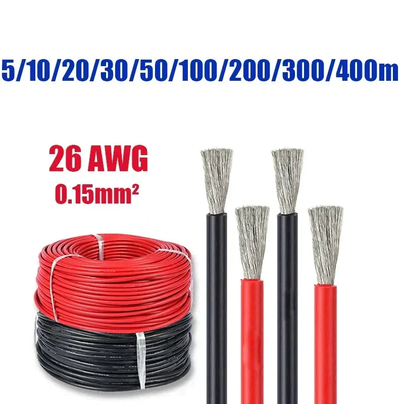 26AWG Silicone Wire 50M 100M Heat Resistant Red Black Wires by 54Grid - Renewable Energy Store