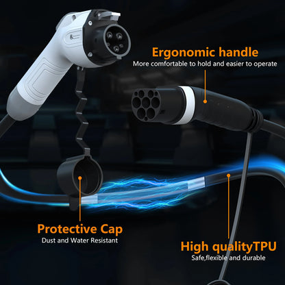 feyree EV Charging Cable 7KW 32A 1Phase Type1 Car Charging Socket to Type2 Power Supply Side 16A 3.5KW 5m Cable for Electric Car