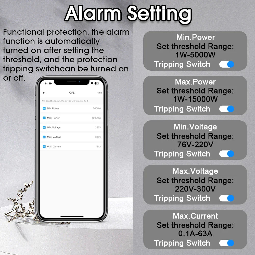 eWeLink WiFi Smart Circuit Breaker 1P+N 63A MCB Timer Relay Switch Energy Metering kWh Voltage Current Protector Remote Control