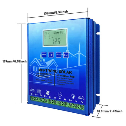 MPPT 2000W 3000W Hybrid Wind Solar Charge Controller Regulator for 12V 24V 48V Systems by 54Grid - Renewable Energy Store