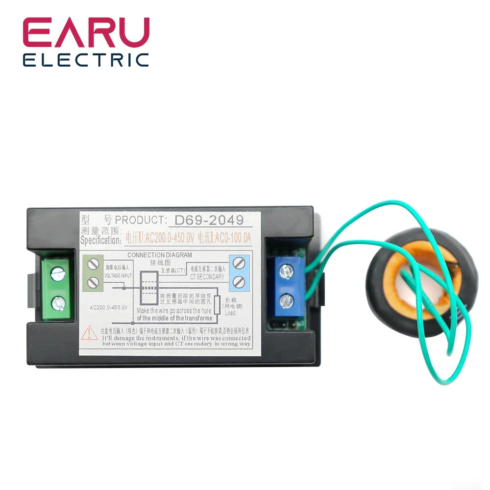 D69-2049 Digital Multimeter 100A AC 40-300V Electric Power Energy Voltmeter Ammeter Analyser Watt Volt kWh 220V LCD by 54Grid - Renewable Energy Store