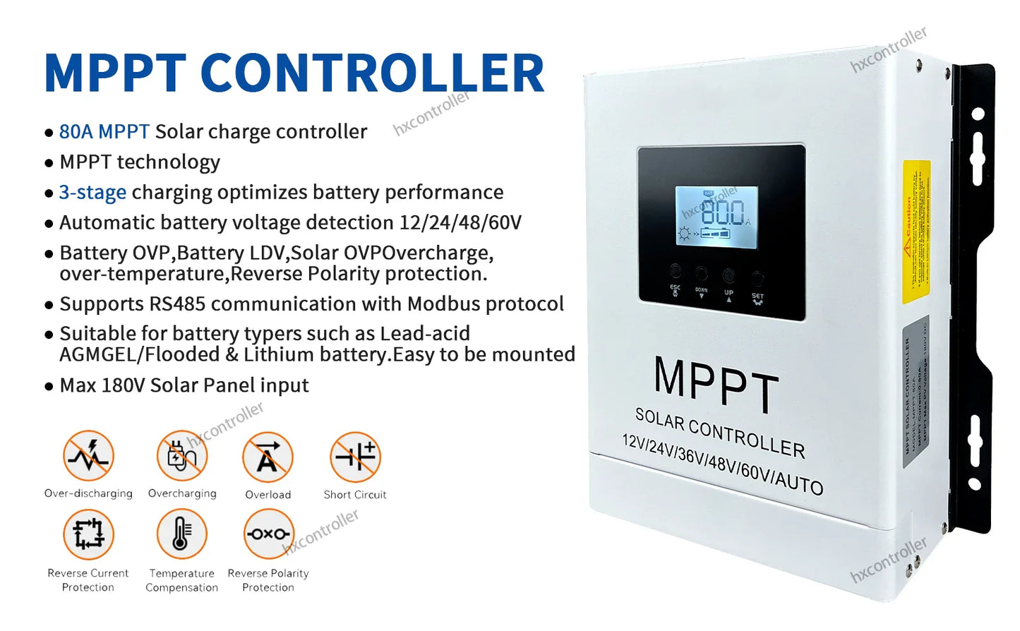 180VDC MPPT Solar Charge Controller 80A 60A 40A For Lithium Batteries by 54Grid - Renewable Energy Store