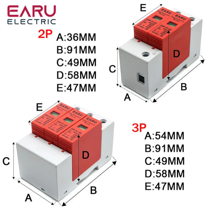 Power Surge Protective Device SPD Arrester Low Voltage House 2P 3P Surge Voltage Protection DC 12V 24V 48V 500V 800V 1000V 40KA by 54Grid - Renewable Energy Store