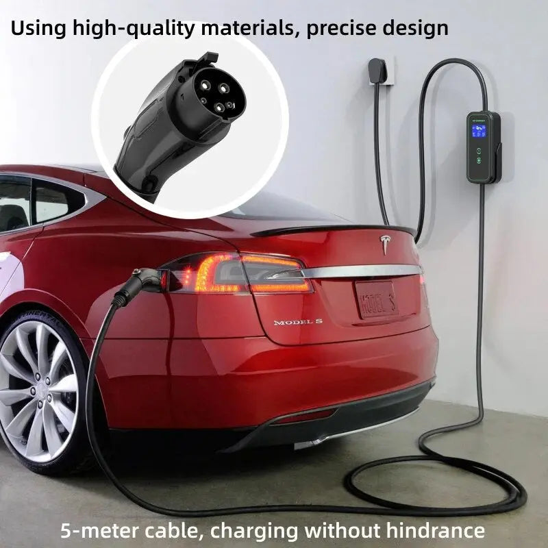 Type1 EV Portable Charger with LCD 3.5KW / 7KW / 9.6KW 16A / 32A / 40A for Electric Car EVSE Charging Cable 5M NEMA Plug - 54Grid - Renewable Energy Store