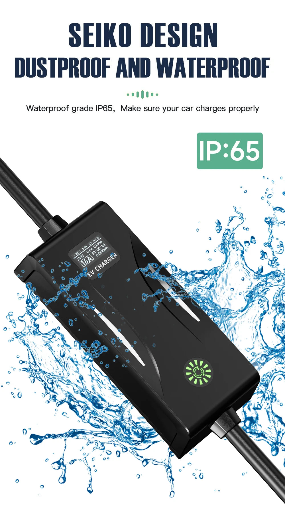 AFYEEV 3.6KW 16A Portable EV Charger Type2 IEC62196-2 EVSE Charging Cable Type1 SAE J1772 EU Plug Wallbox for Electric Car