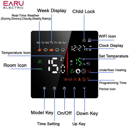 Tuya WiFi Smart Thermostat Electric Floor Heating TRV Water Gas Boiler Temperature Voice Remote Controller for Google Home Alexa by 54Grid - Renewable Energy Store