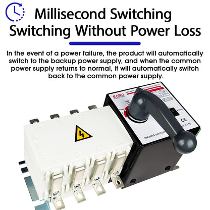 4P 125A AC400V ATS PC Automatic Transfer Switch Electrical Selector Switche  Auto or Manual 2 Input 1 Output Uninterrupted Power