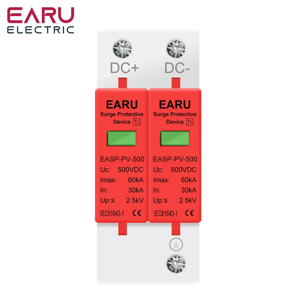 2P DC SPD Surge Protective Device 500V 800V 1000V 20KA 30KA 40KA 60KA Voltage Protector Solar PV Photovoltaic Lightning Arrester