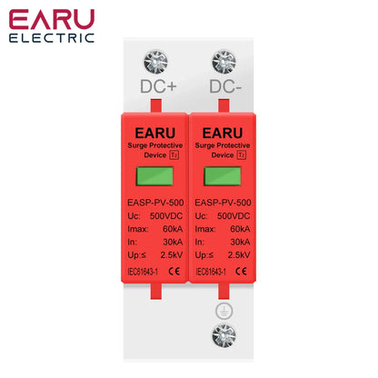 2P DC SPD Surge Protective Device 500V 800V 1000V 20KA 30KA 40KA 60KA Voltage Protector Solar PV Photovoltaic Lightning Arrester