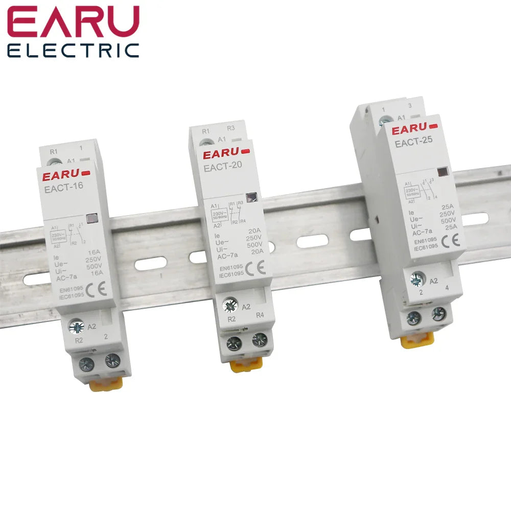 DC12V 24V AC110V 220V 50/60Hz 2P 16A 20A 25A 2NO 2NC 1NO1NC Din Rail Mounted Household Modular AC Contactor for Smart Home House by 54Grid - Renewable Energy Store