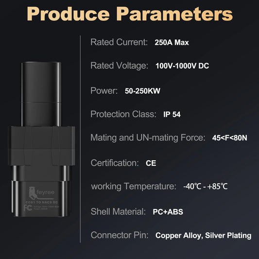 feyree CCS2 To Tesla EV Charger Adapter CCS2 To TPC Convertor 250A Electric Vehicle Charging Adapter Fit For Tesla Electric Car