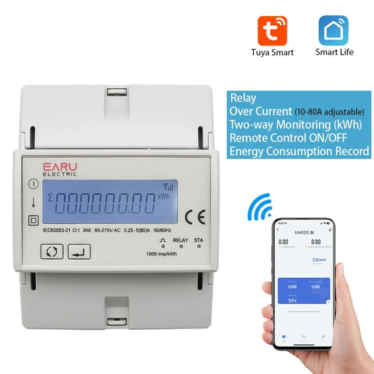 Tuya Wifi Zigbee 110V 220V 80A Smart Single Phase Two-way Bidirectional Energy Meter Timer Power Consumption Monitor KWh Meter by 54Grid - Renewable Energy Store
