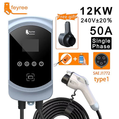 feyree EV Charger Type1 EVSE Wallbox 32A 7.6KW 40A 9.6KW 50A 12KW 1Phase j1772 Adapter APP Control for Electric Vehicle Car by 54Grid - Renewable Energy Store