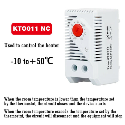 DIN Rail Cabinet Temperature Controller Industrial Thermostat KTO011 KTS011 0 to 60 Degree Centigrade Mechanical Thermoregulator