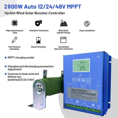 2200W MPPT Hybrid Wind Solar Charge Controller 12V 24V 48V Regulator by 54Grid - Renewable Energy Store