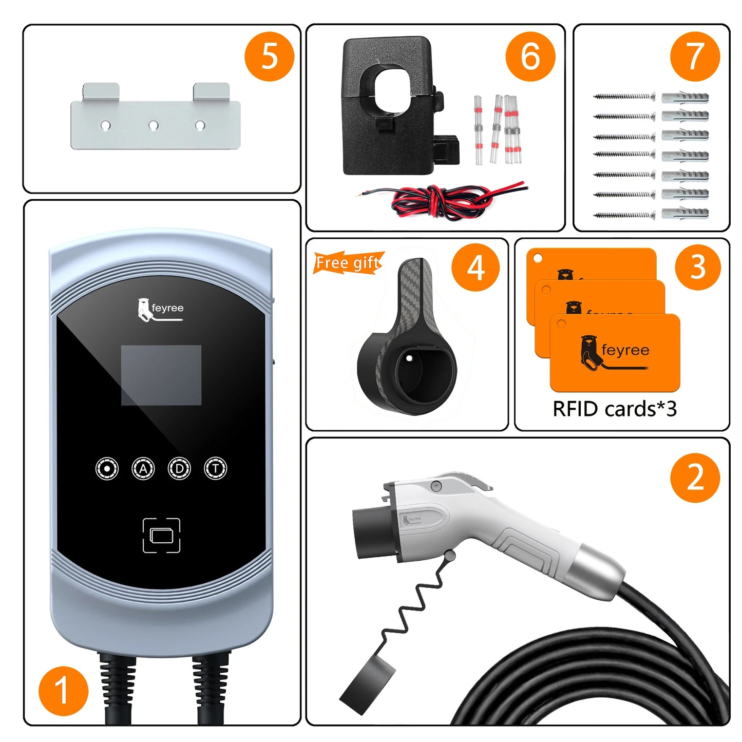 feyree EV Charger GB/T Socket Dynamic Loading Balance Charging Station 7kW 11kW 22kW APP Control for Electric Car EVSE Wallbox