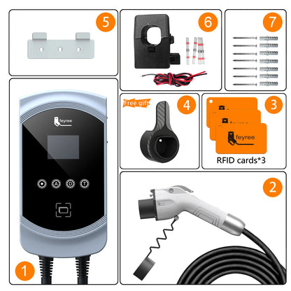 feyree EV Charger GB/T Socket Dynamic Loading Balance Charging Station 7kW 11kW 22kW APP Control for Electric Car EVSE Wallbox