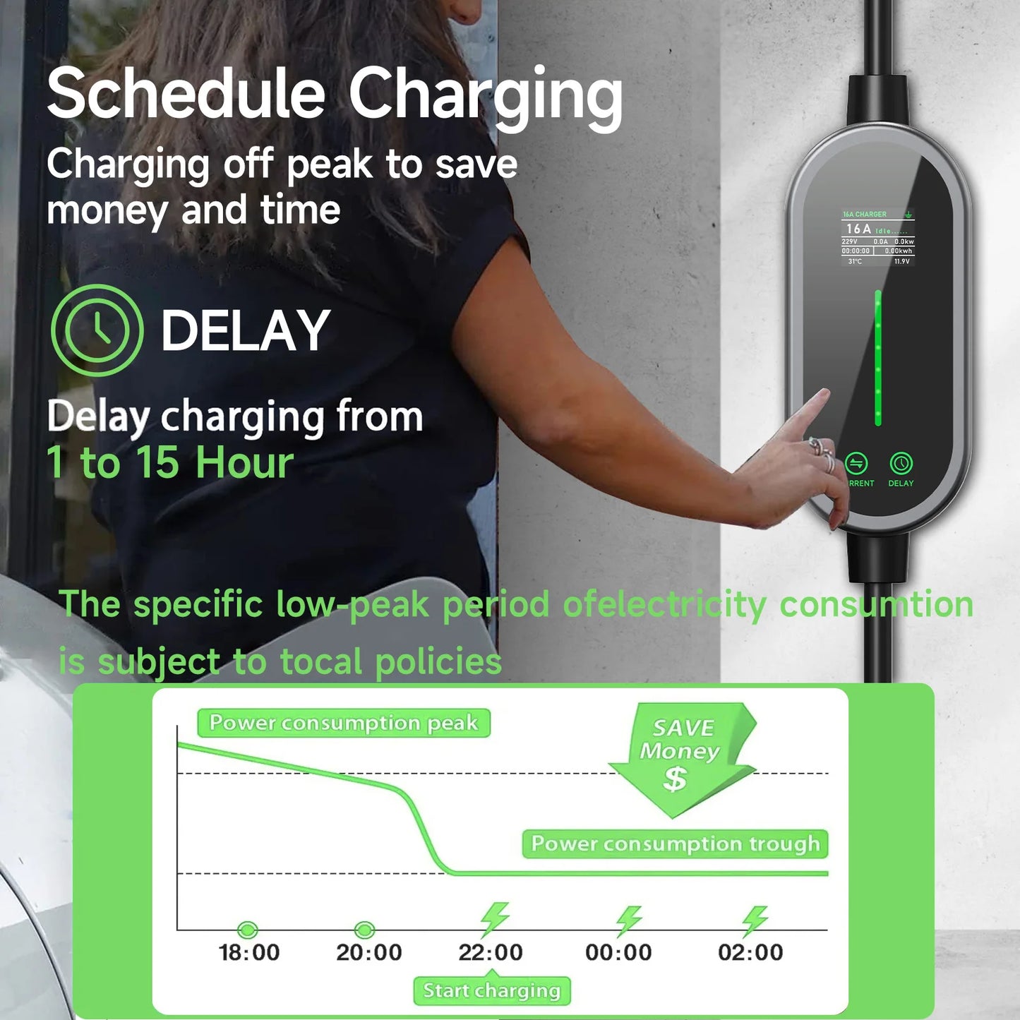 AFYEEV 3600W Portable Type2 IEC62196-2 EV Charger Type1 SAE J1772 Electric Car Charger GBT EVSE Charging Cable Wallbox EU Plug