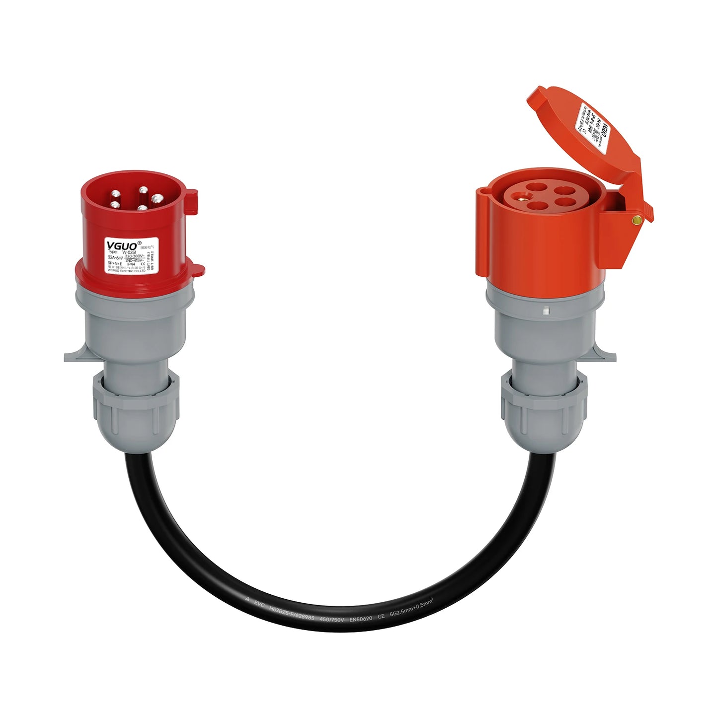 AFYEEV CEE Plug Adapter Cable 5-pin 400V 22KW 32A Male To 5-pin 400V 11KW 16A Female Electric Car Charger Adapter For Workshops