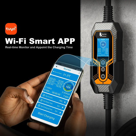 feyree EV Charger Portable Newly upgraded with wall holder GB/T 16A11KW 3 Phase Wifi APP control EVSE Charging Box with adapter by 54Grid - Renewable Energy Store
