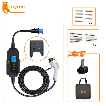 feyree Type1 7KW 32A 1Phase Portable EV Charger J1772 Socket with 5m Cable Smart APP WIFI Control Version for Electric Vehicle