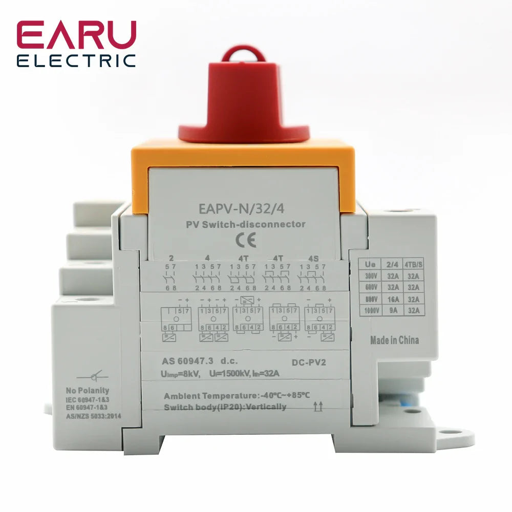 Din Rail Solar PV DC 4P 32A 1000V Rotating Handle Isolator Rotary Switch Disconnector For Solar distribution box by 54Grid - Renewable Energy Store