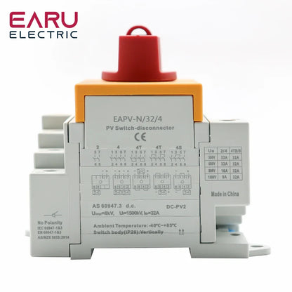 Din Rail Solar PV DC 4P 32A 1000V Rotating Handle Isolator Rotary Switch Disconnector For Solar distribution box by 54Grid - Renewable Energy Store