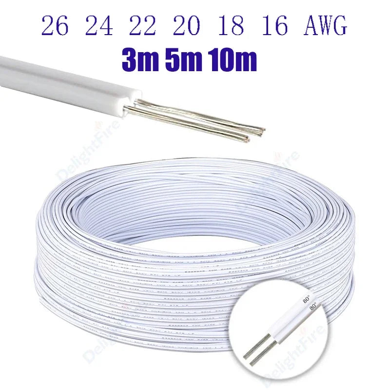 2Pin 5V 12V Electrical Wire 26 24 22 20 18 AWG Extension Cable by 54Grid - Renewable Energy Store