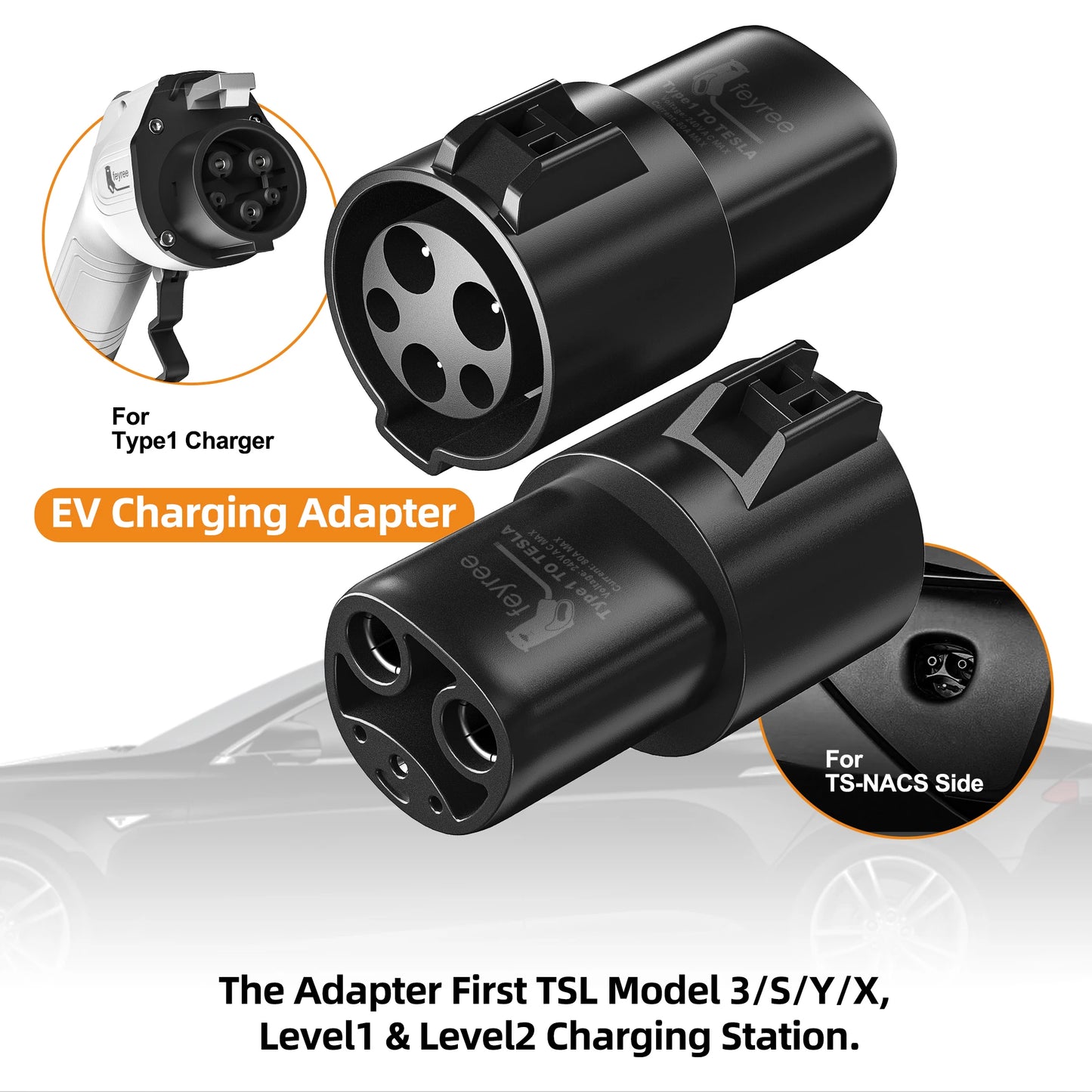 feyree EV Charger Adapter Type1 J1772 to Tesla TS-NACS Socket EVSE Conversion Socket for Electric Vehicle Car Tesla Model3/Y/S/X