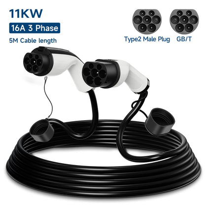 AFYEEV 22KW EV Charging Cable GB/T Female Car side to type2 IEC 62196 Male Plug EVSE Charging Station Type2 to GB/T 16A 3 Phase