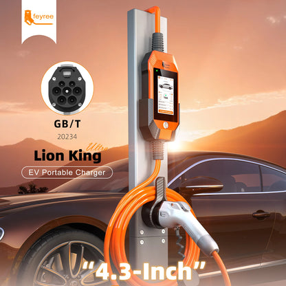 feyree 11kW 16A 3P Portable EV Charger GB/T Plug 4.3" Touchscreen & Charge History WIFI APP Ctrl Smart EVSE for Electric Vehicle