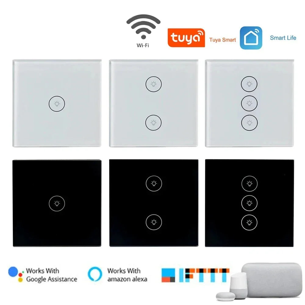 1 2 3 Gang WiFi Smart Timer Touch Switch Glass Panel Wall Light Switch Remote Control by TUYA Smart Life APP Alexa Google Home by 54Grid - Renewable Energy Store