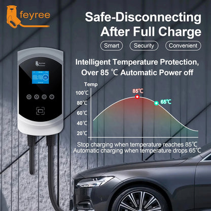 feyree DLB Function EV Charger Type1 EVSE Wallbox 32A 7.6kW 40A 9.6kW 50A 12kW 1P j1772 Socket APP Control for Electric Vehicle