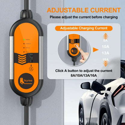 feyree Type2 3.5KW 16A 1Phase Portable EV Charger EVSE Charging Cable 5m Schuko Plug Current Adjustable for Electric Car Charger by 54Grid - Renewable Energy Store